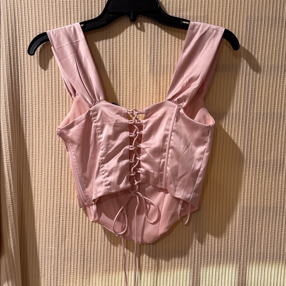 Windsor Pink satin bustier top Renaissance Spell Lace-Up Satin Corset. - Picture 2 of 7